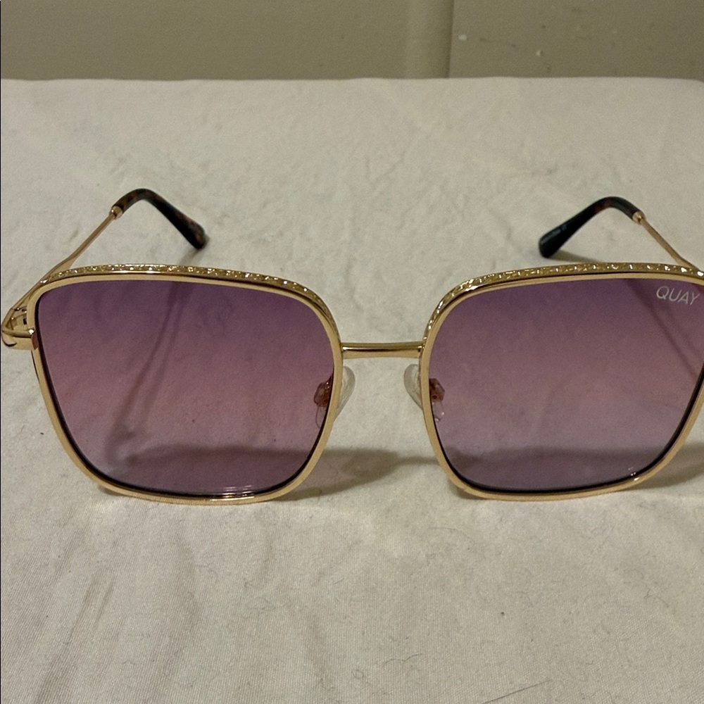 Quay Australia Gold Frame Sunglasses with Purple Lenses